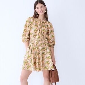 J CREW x Liberty of London Butterfield Poppy Floral Smocked Mini Dress Pastel